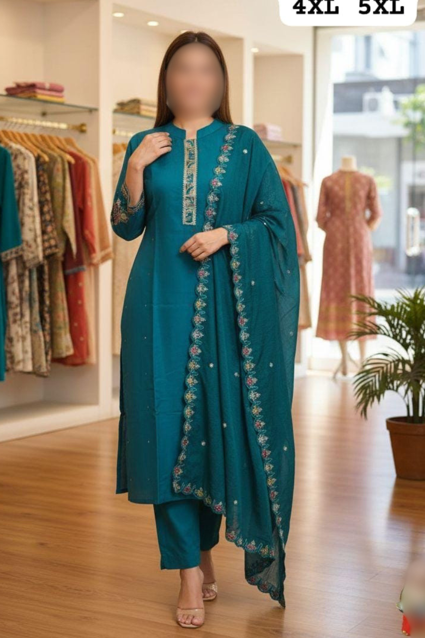 Hand Work Kurti, Pant & Dupatta Set