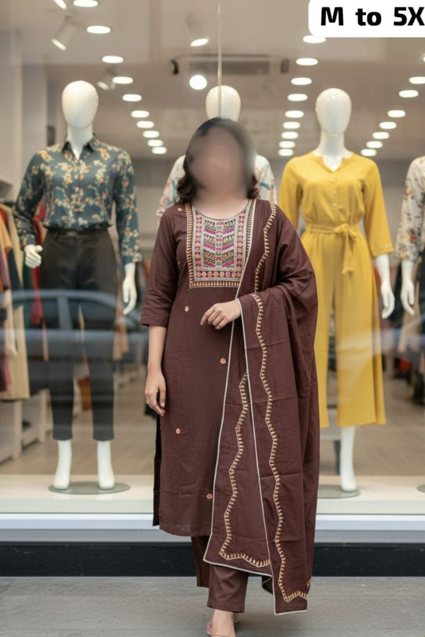 Hand Work Kurti, Pant & Dupatta Set