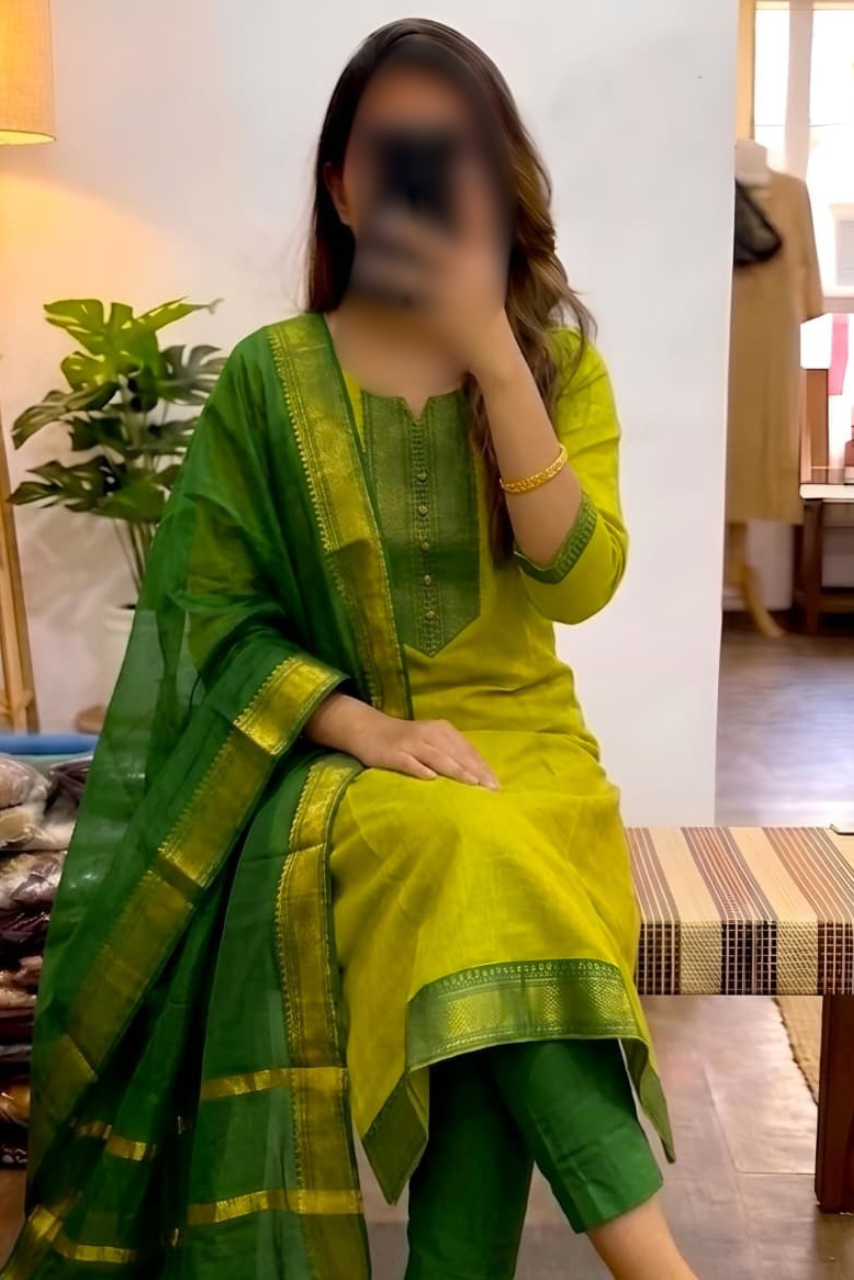 Mangalagiri Silk Cotton Kurti Set