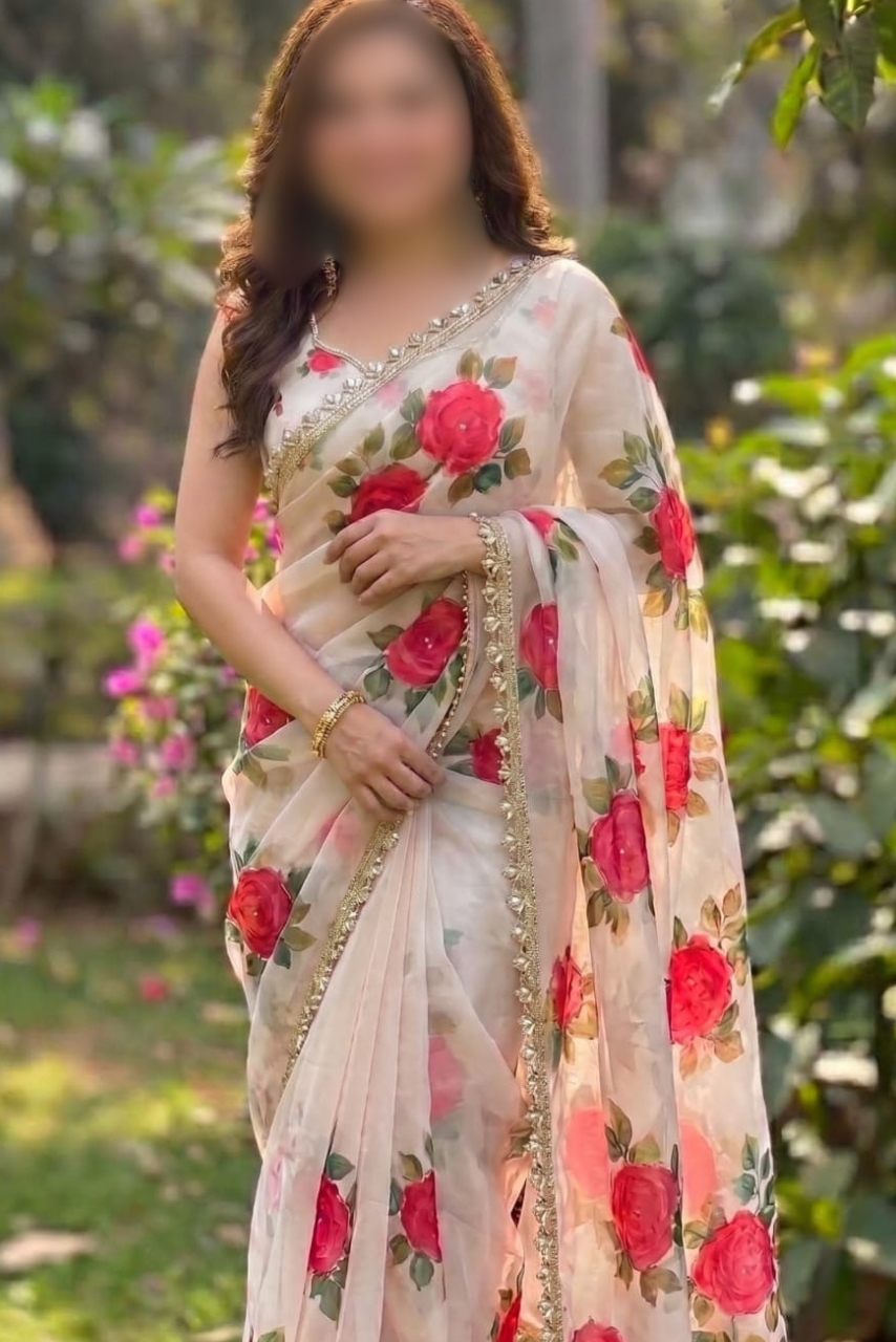Georgette Handwork Saree