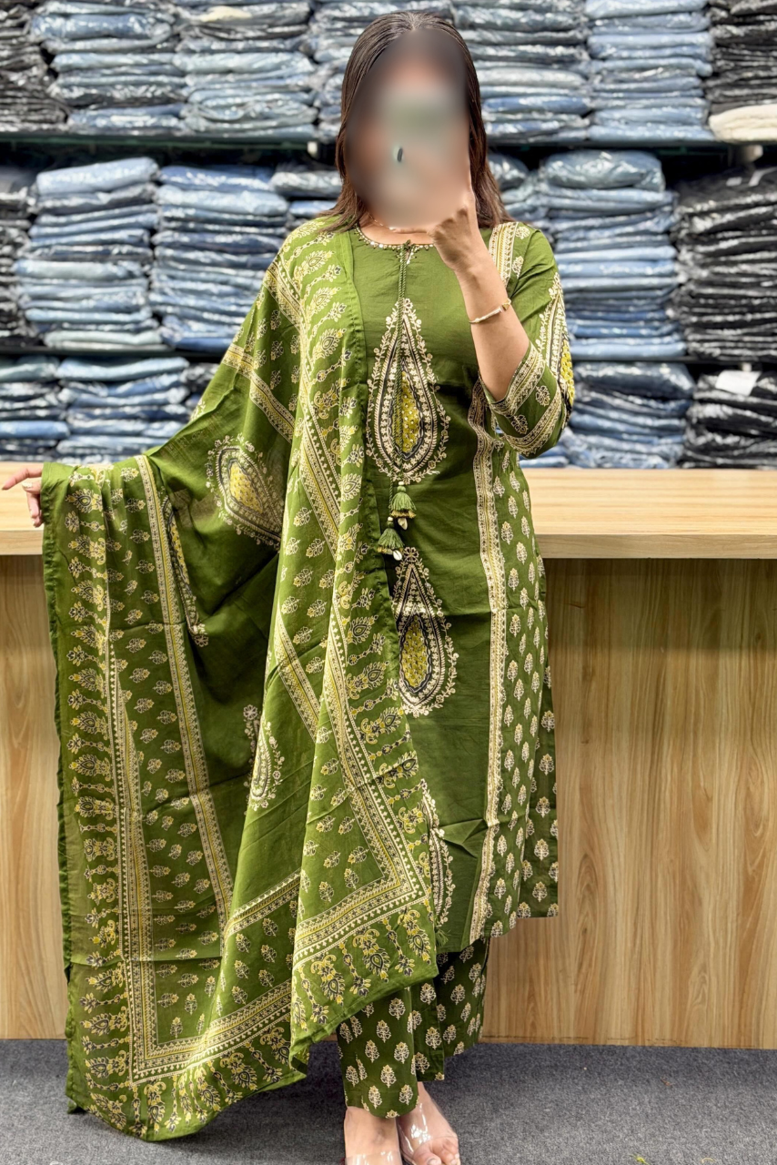 A-Line Kurti, Pant & Dupatta Set