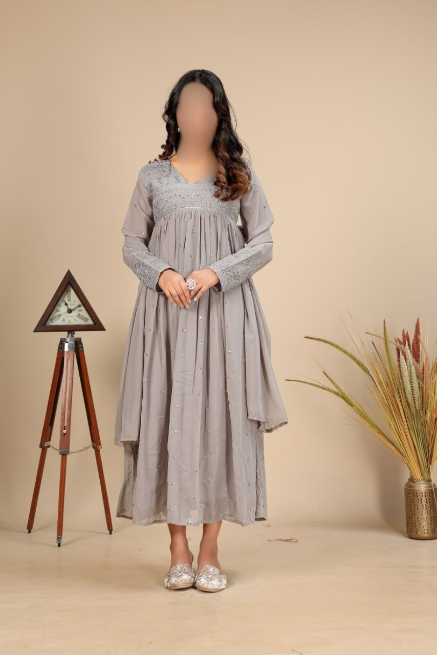 Designer Gown Set with Dupatta & Pant