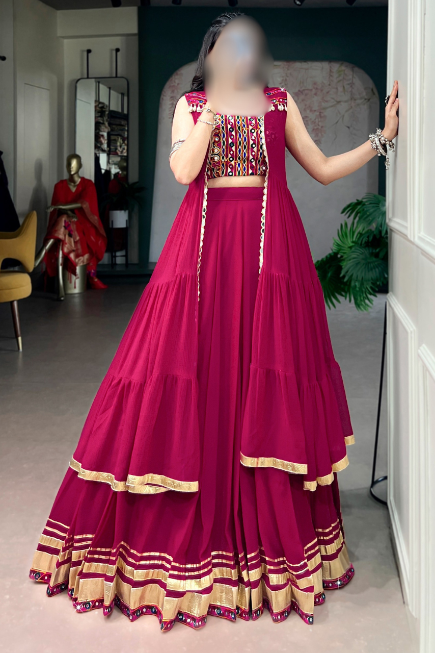 Designer Lehenga, Blouse & Long Koti Set