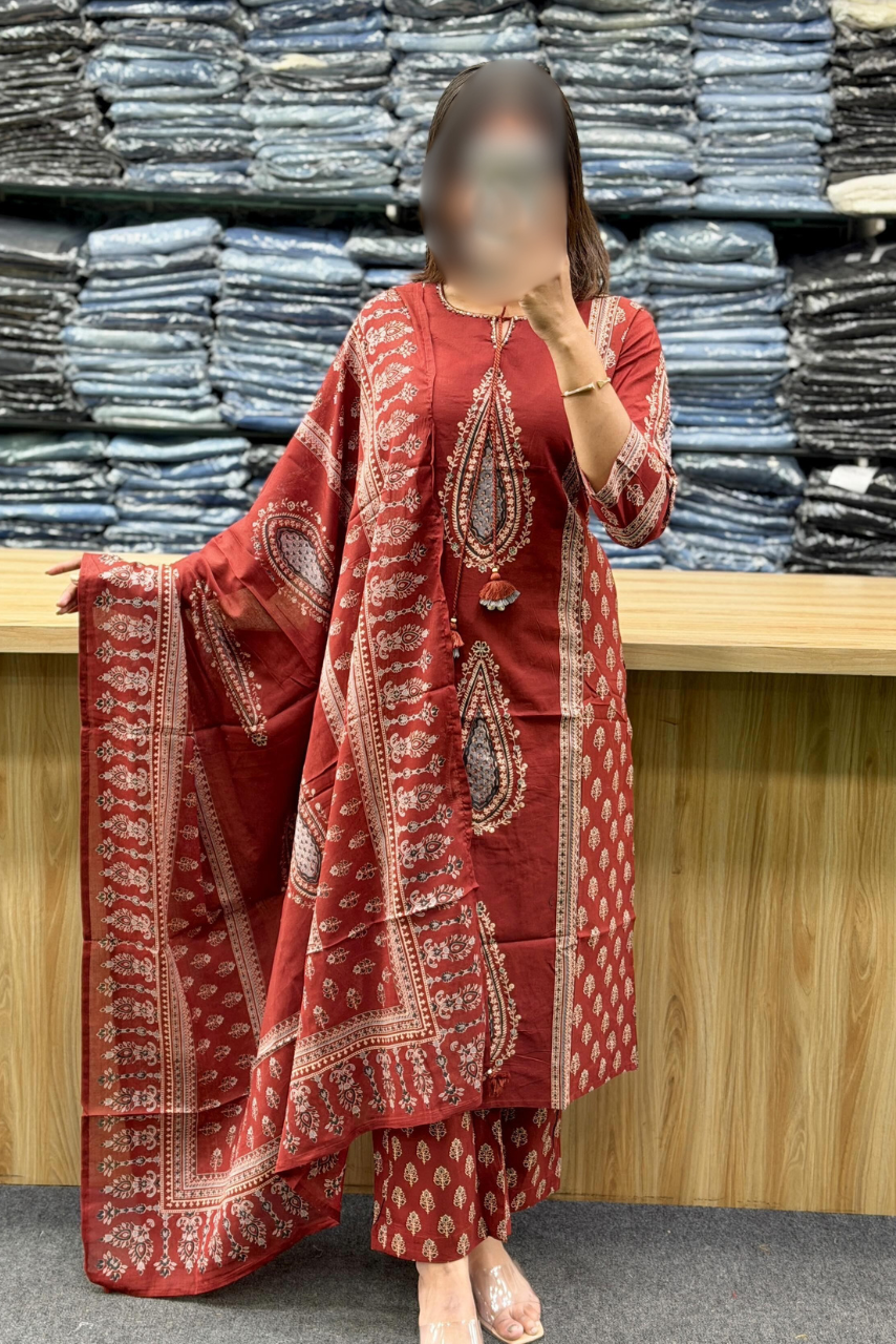 A-Line Kurti, Pant & Dupatta Set