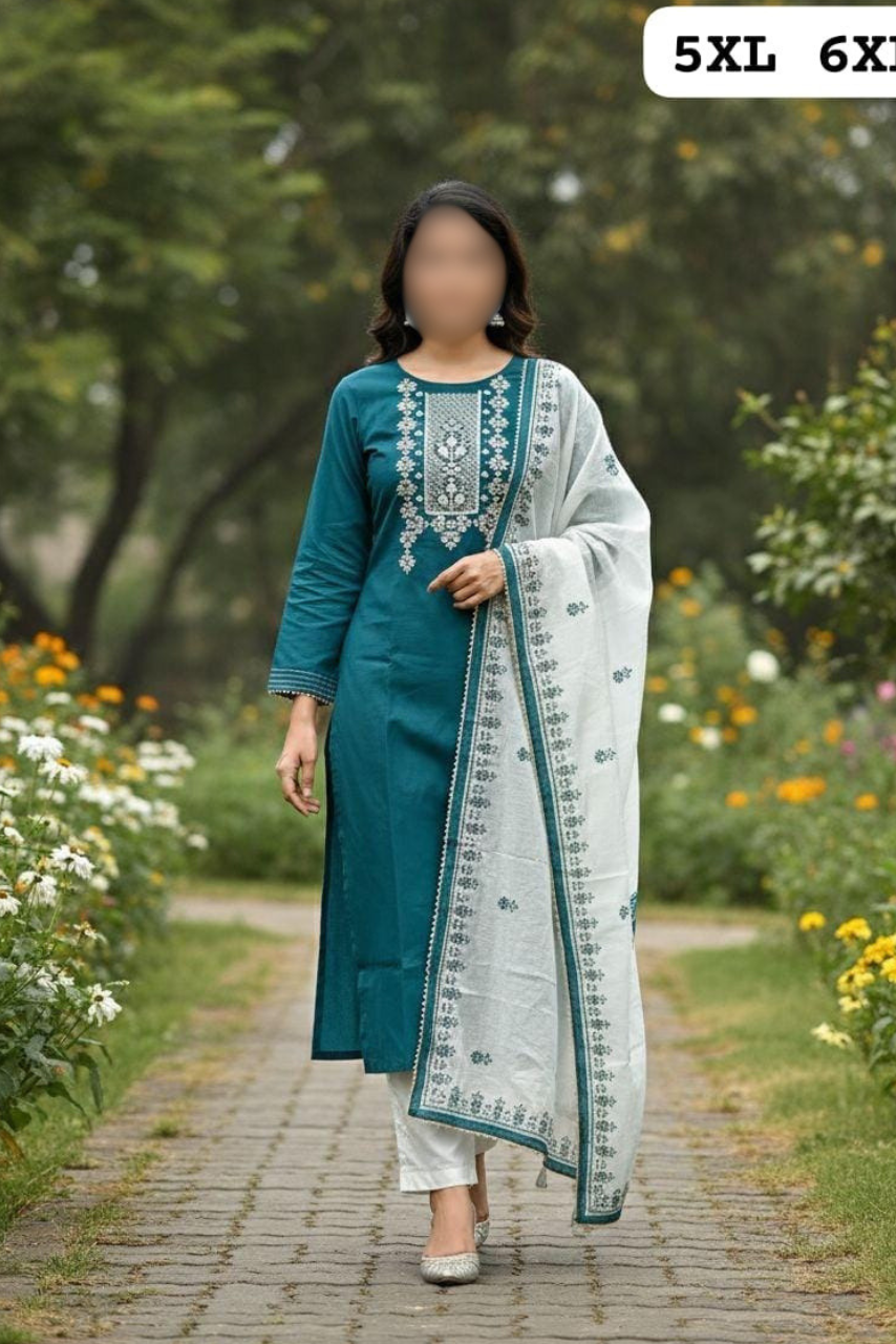 Hand Work Kurti, Pant & Dupatta Set