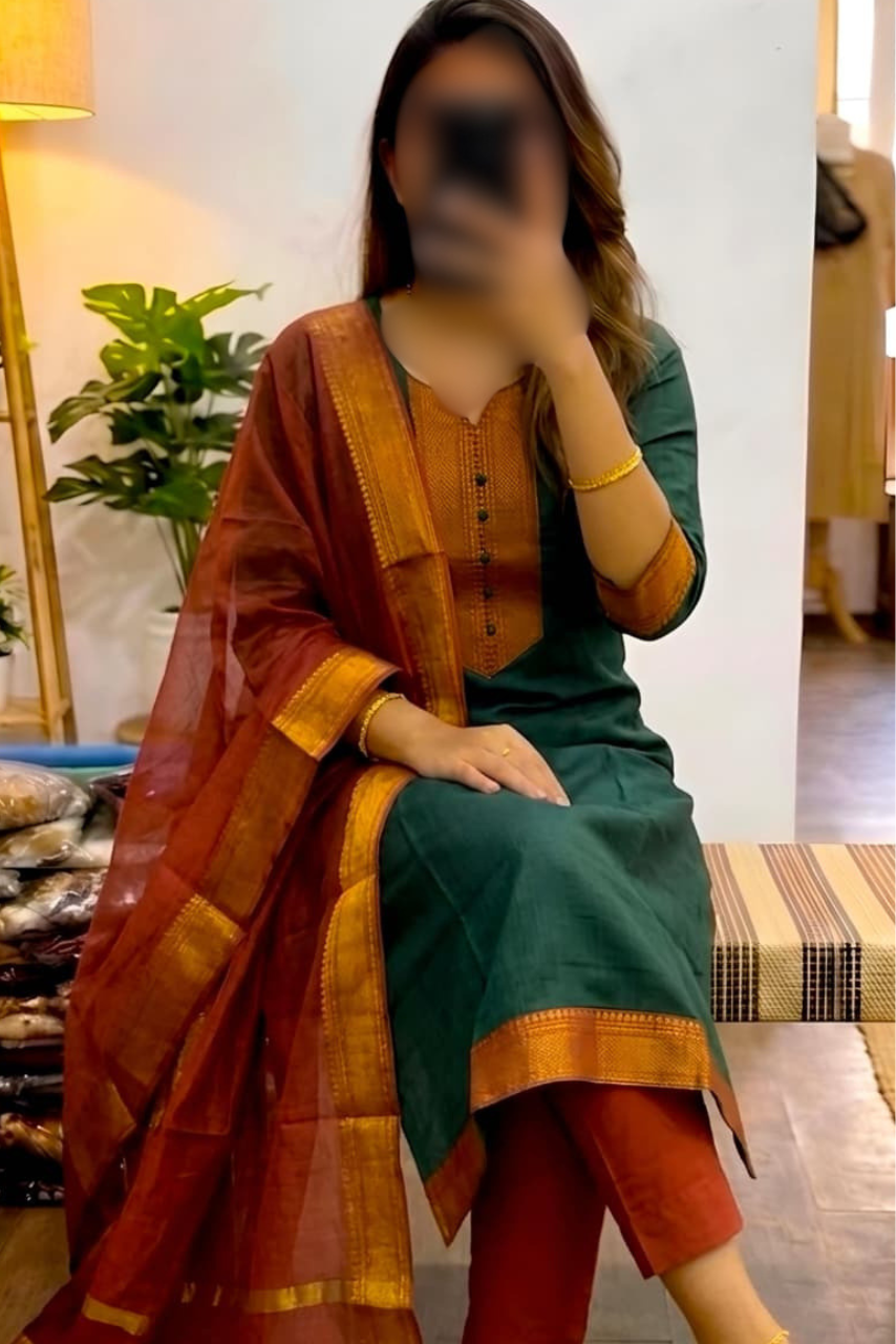 Mangalagiri Silk Cotton Kurti Set
