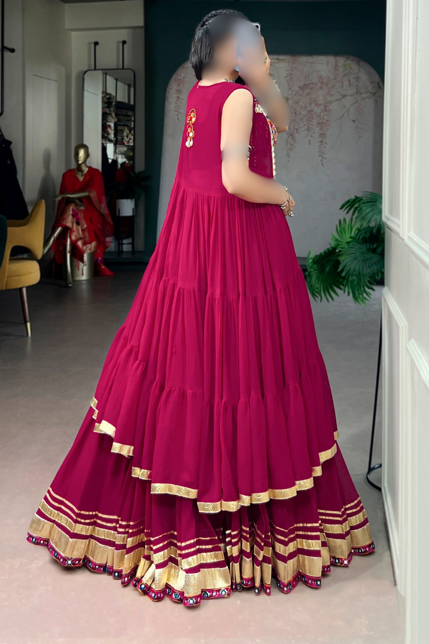 Designer Lehenga, Blouse & Long Koti Set