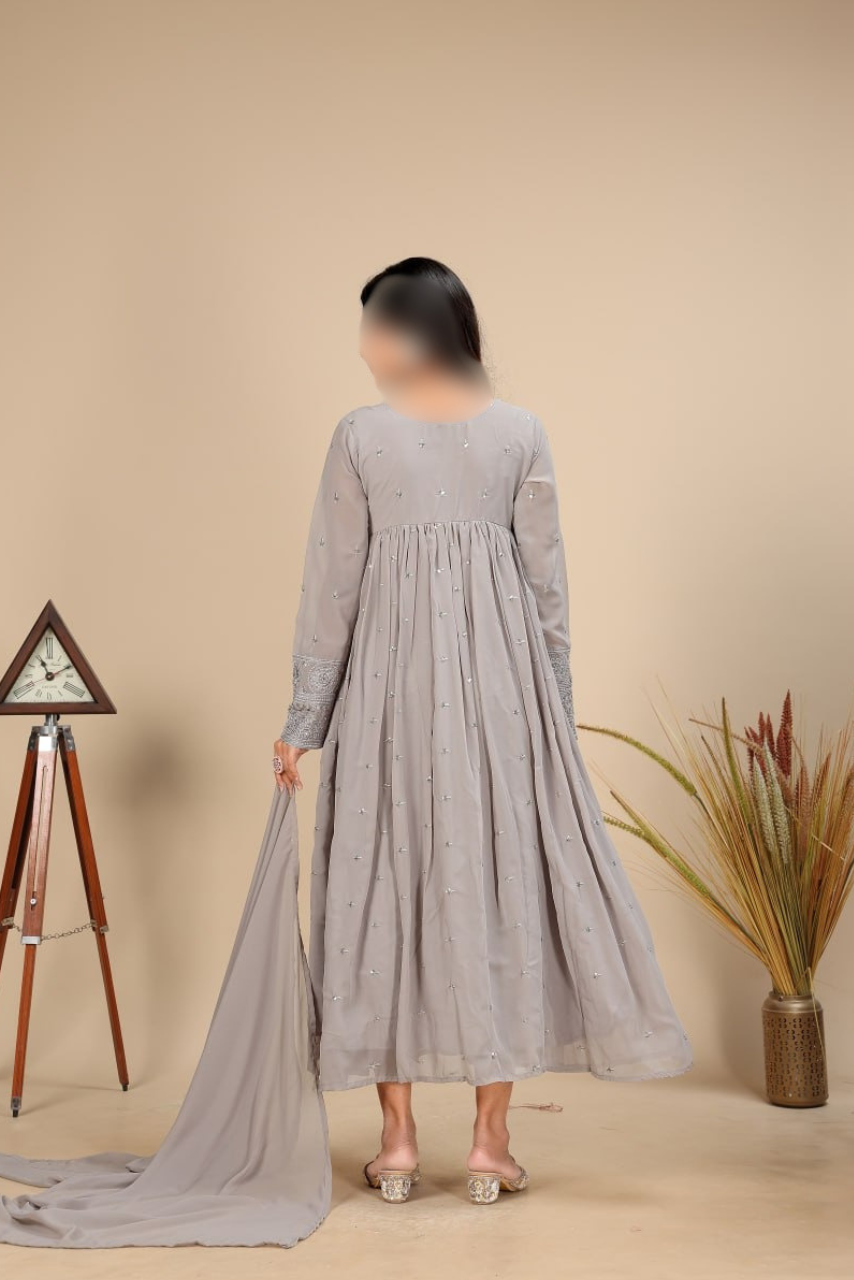 Designer Gown Set with Dupatta & Pant