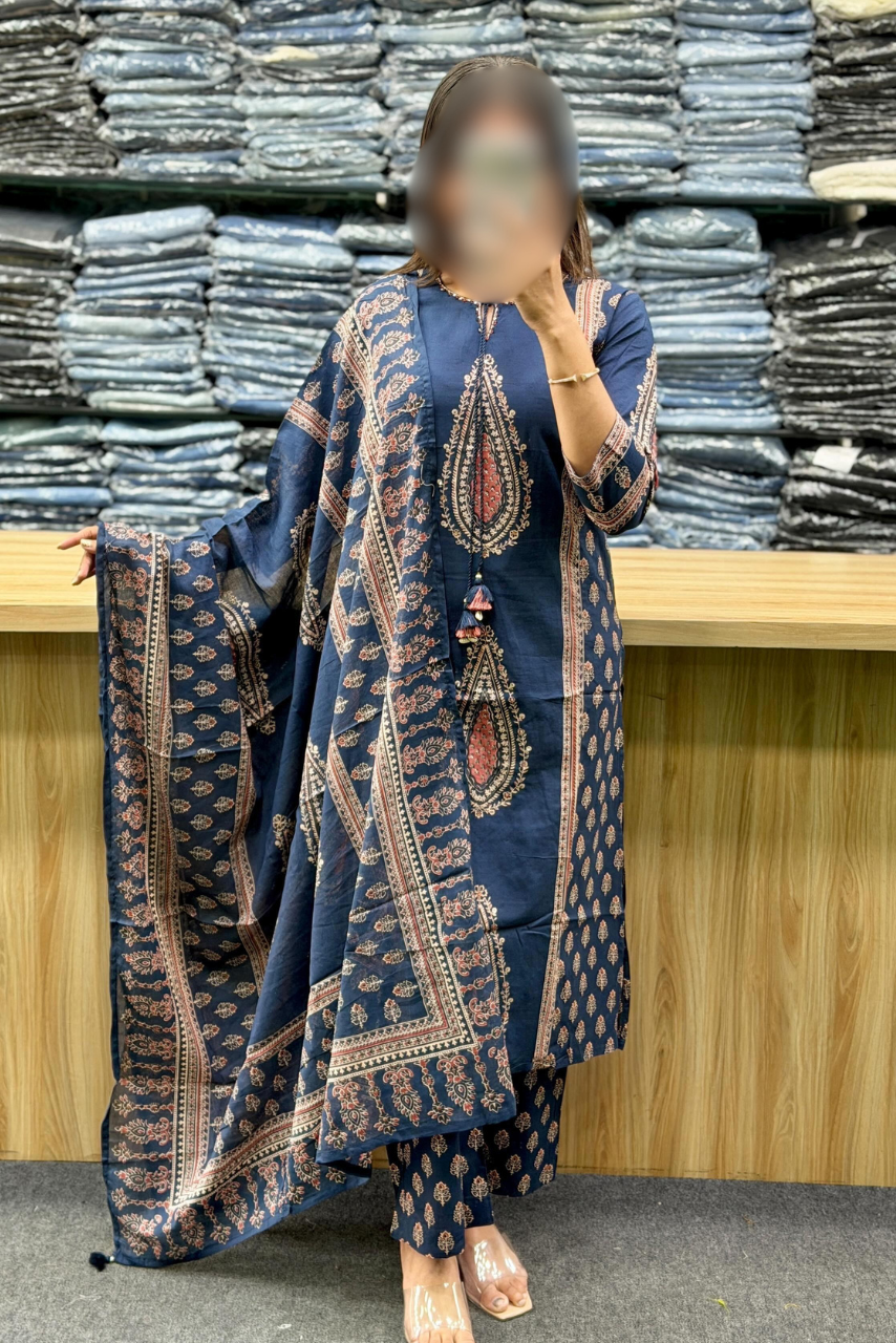 A-Line Kurti, Pant & Dupatta Set
