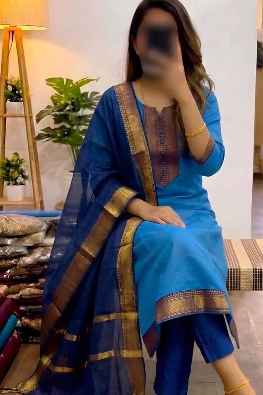 Mangalagiri Silk Cotton Kurti Set