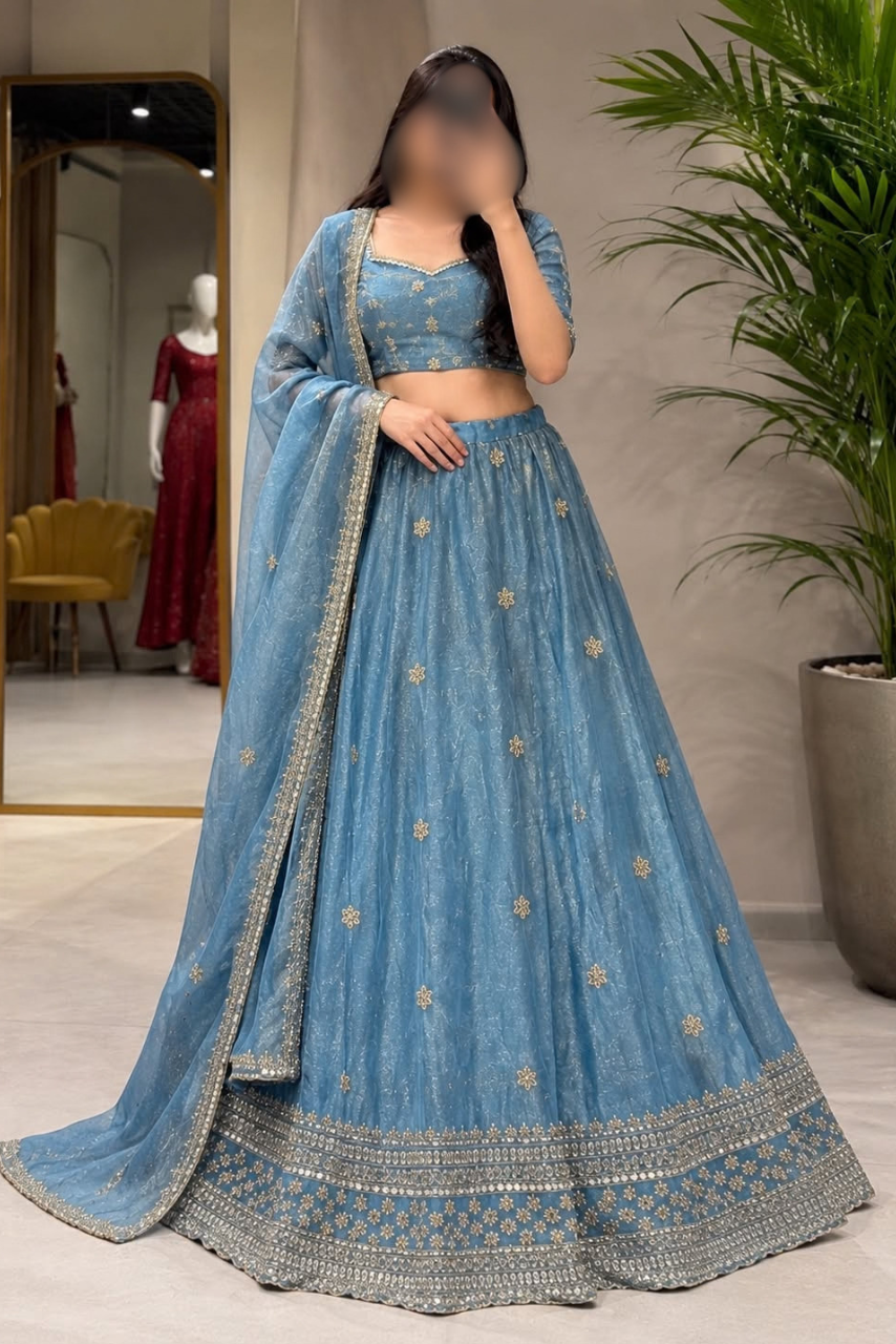 Space Silk Jacquard Lehenga Set