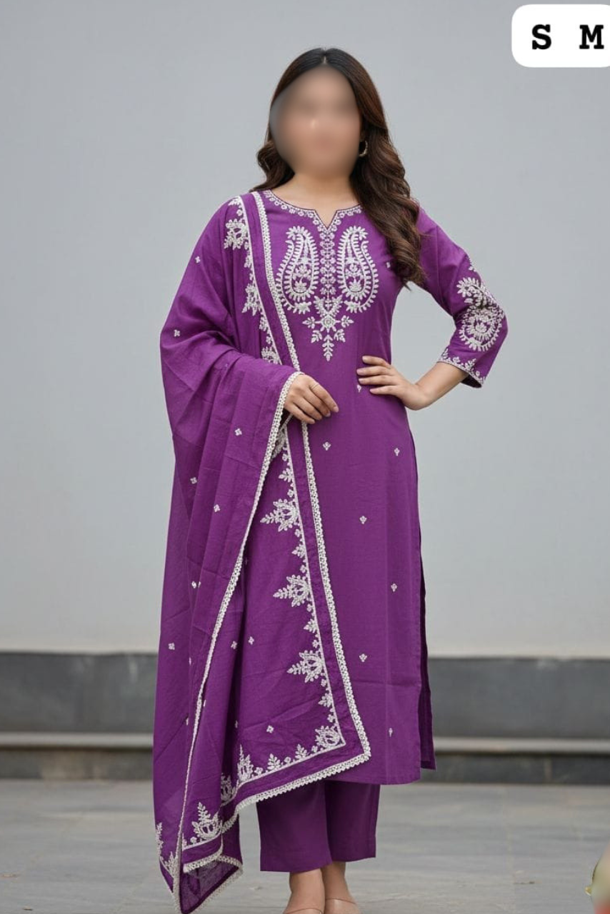 Hand Work Kurti, Pant & Dupatta Set