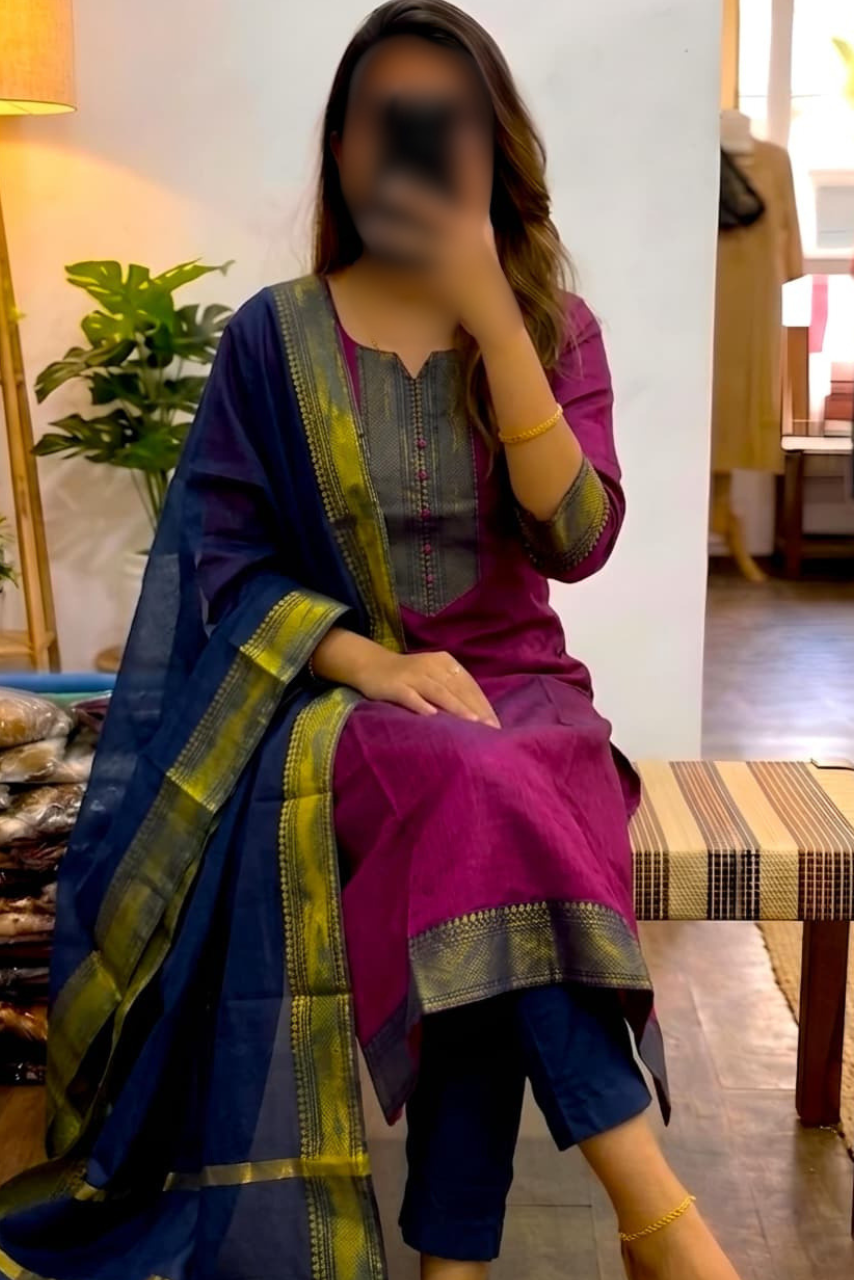 Mangalagiri Silk Cotton Kurti Set