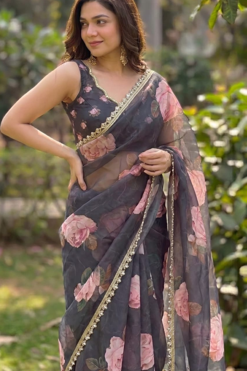 Georgette Handwork Saree