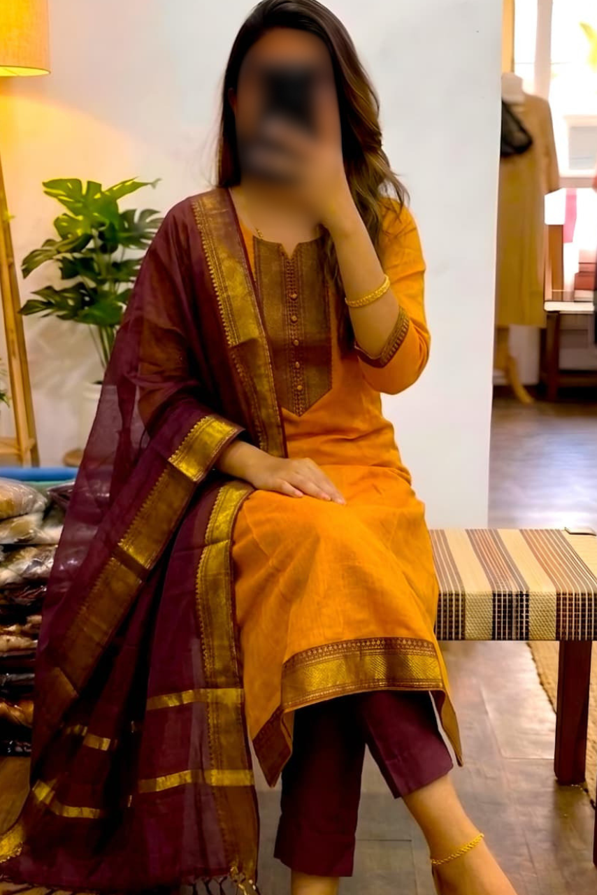 Mangalagiri Silk Cotton Kurti Set