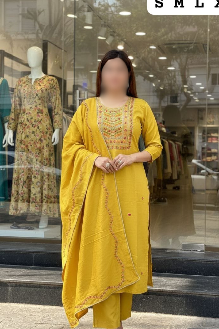 Hand Work Kurti, Pant & Dupatta Set