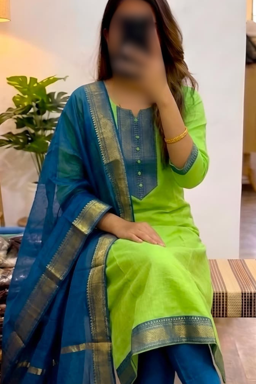 Mangalagiri Silk Cotton Kurti Set