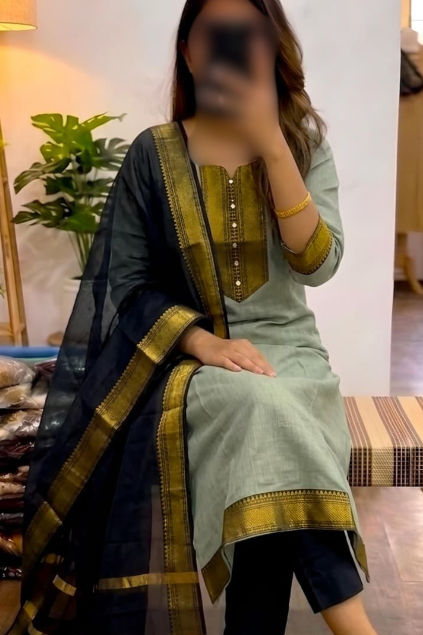 Mangalagiri Silk Cotton Kurti Set