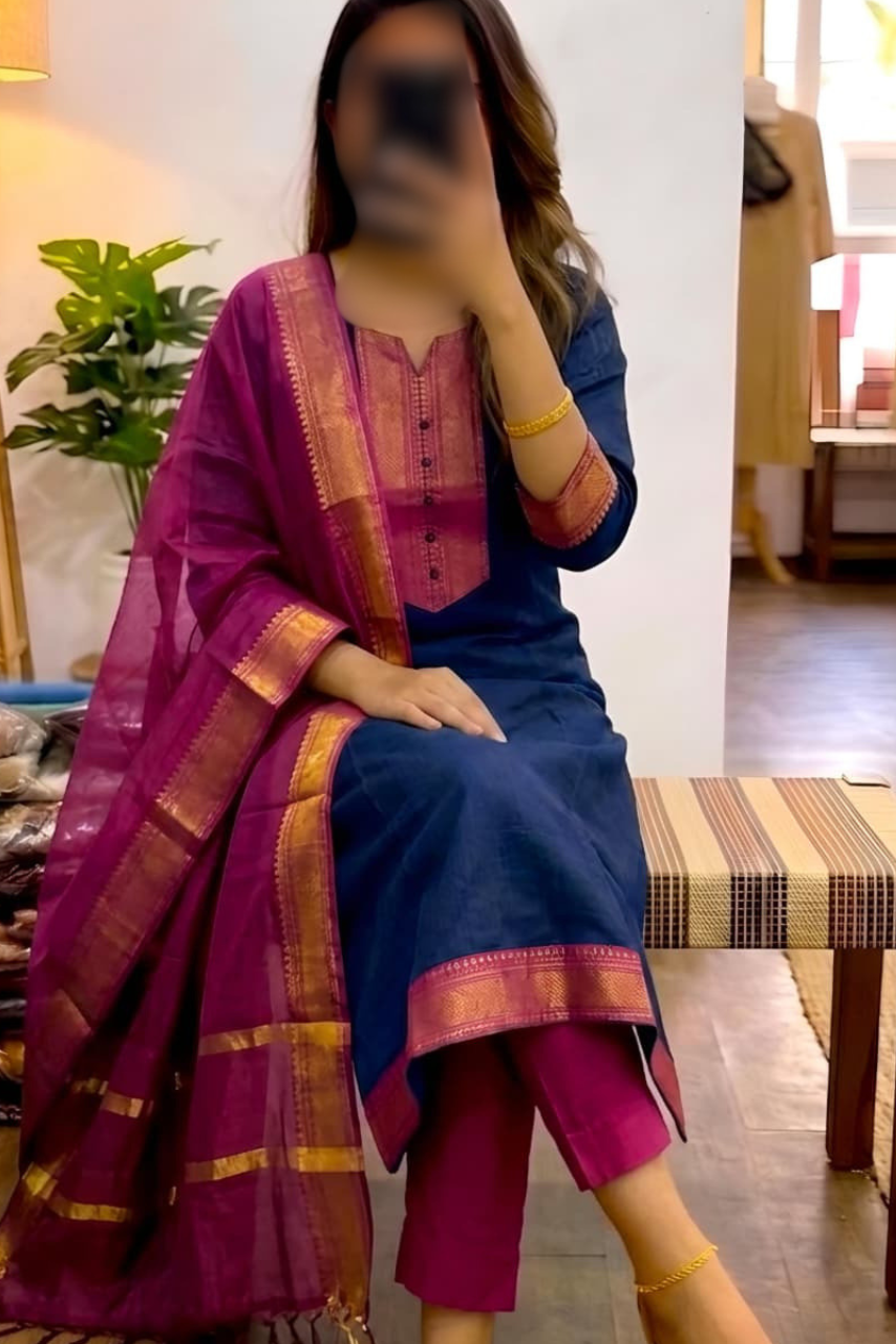 Mangalagiri Silk Cotton Kurti Set