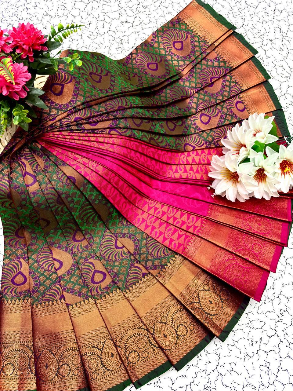 Samuthrika/vasthrakala style Bridal Silk Saree