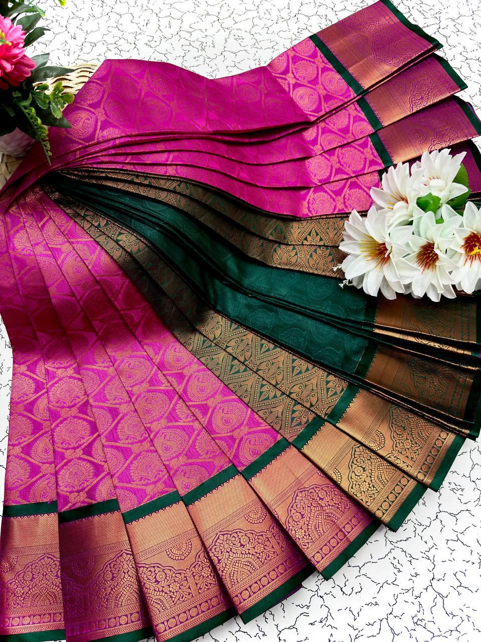 Samuthrika/vasthrakala style Bridal Silk Saree