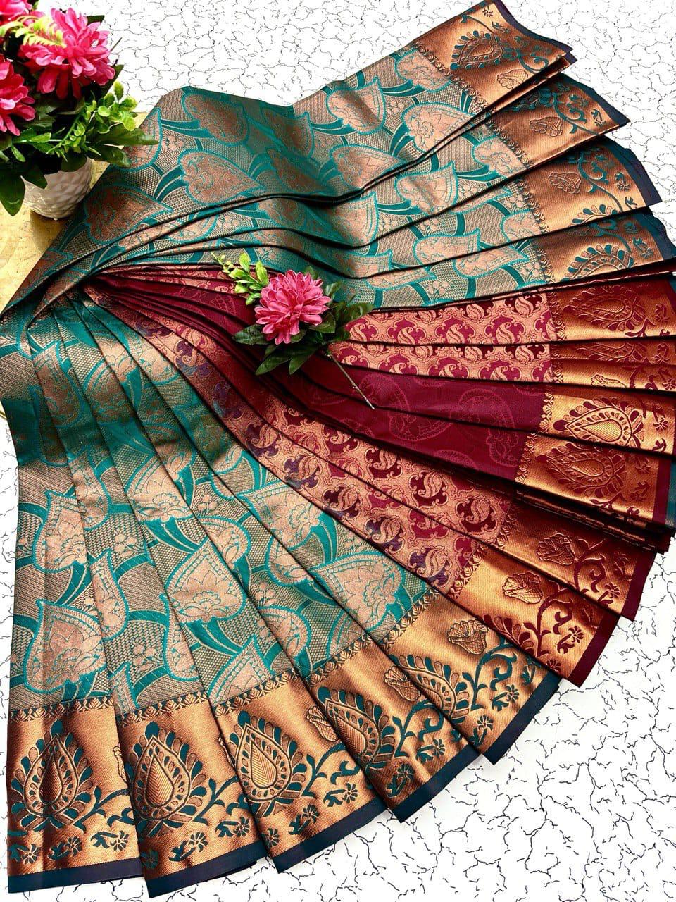 Samuthrika/vasthrakala style Bridal Silk Saree