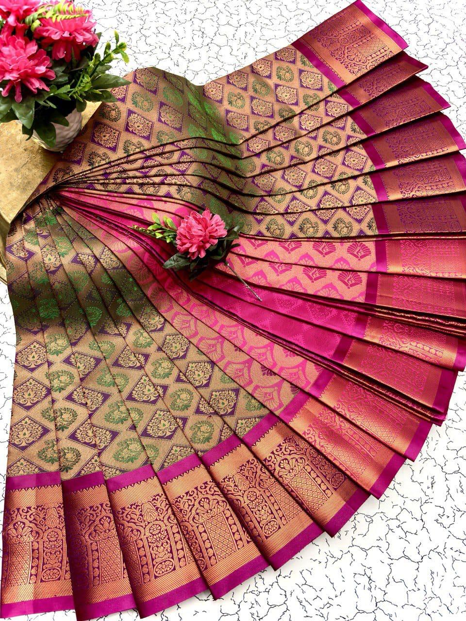 Samuthrika/vasthrakala style Bridal Silk Saree