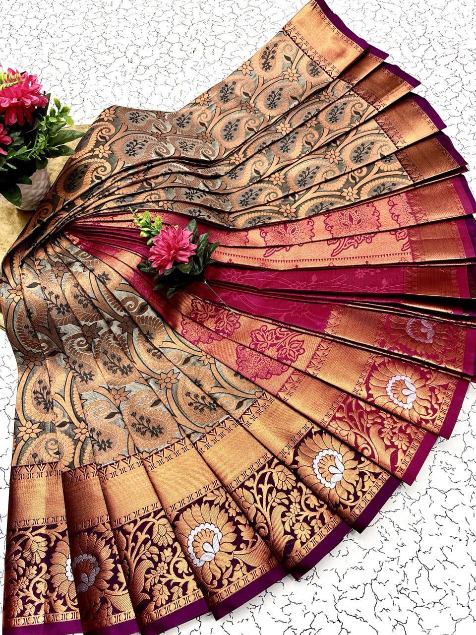 Samuthrika/vasthrakala style Bridal Silk Saree