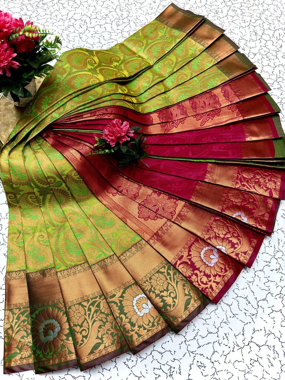 Samuthrika/vasthrakala style Bridal Silk Saree