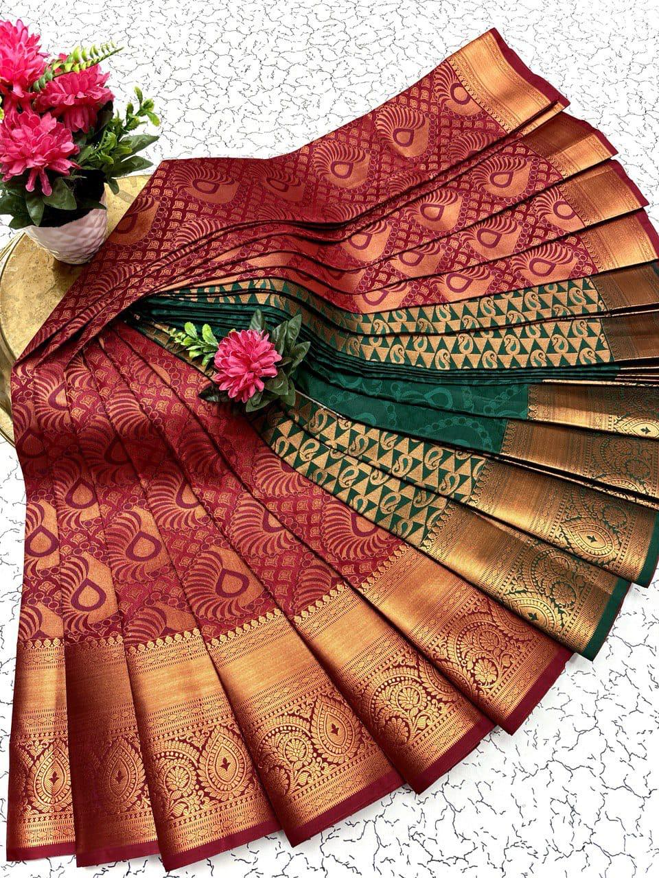 Samuthrika/vasthrakala style Bridal Silk Saree