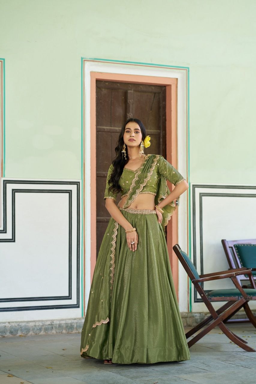 Premium Chinon Designer Lehenga Choli Set