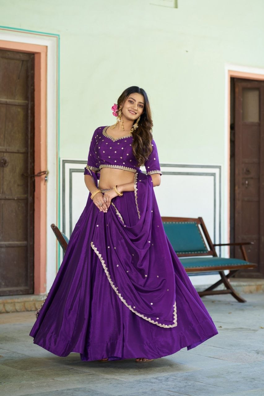 Premium Chinon Designer Lehenga Choli Set