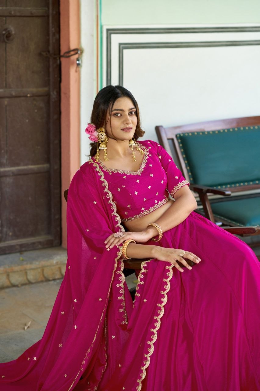 Premium Chinon Designer Lehenga Choli Set
