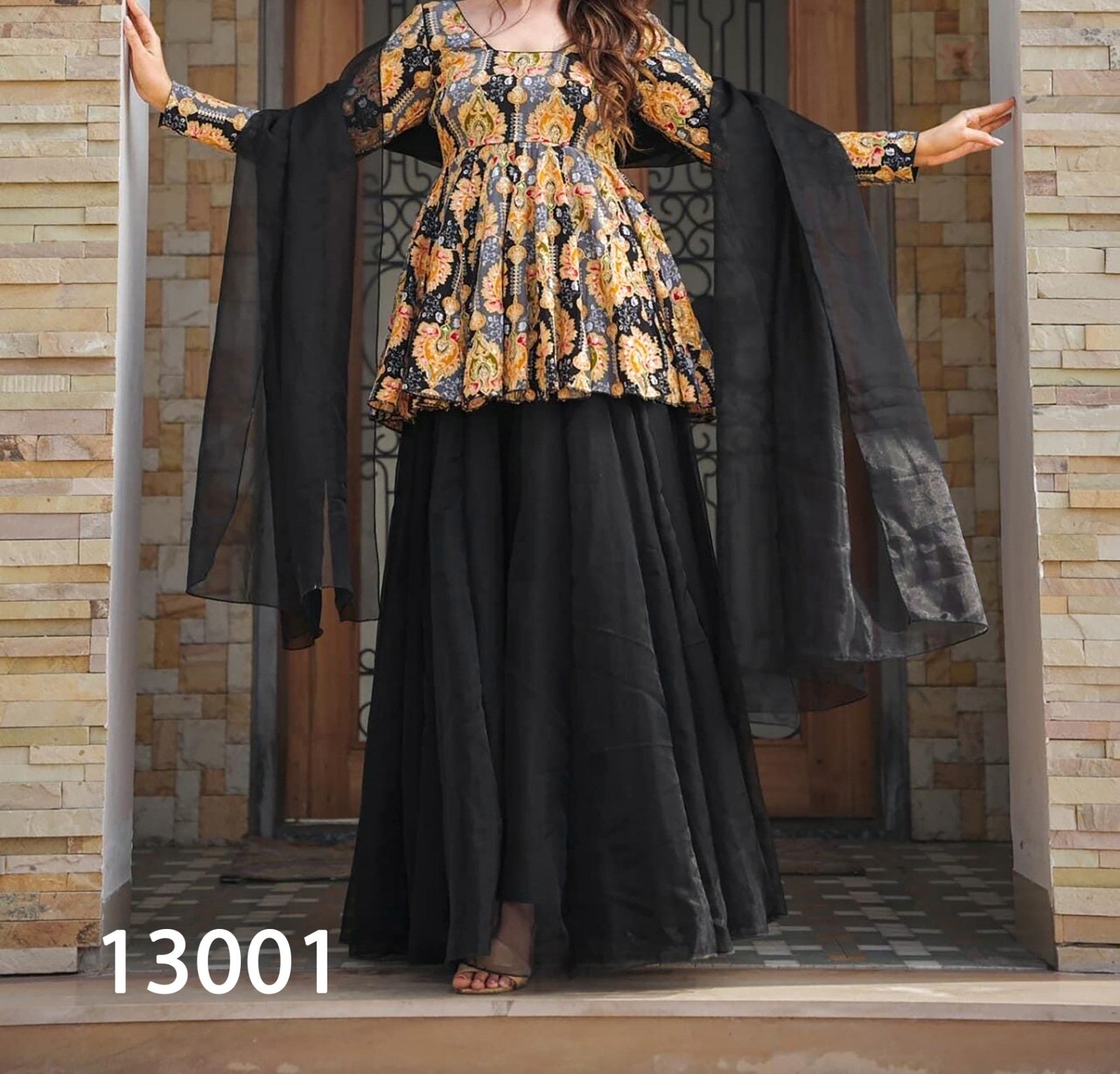 Three Piece Printed Sharara Suit Set