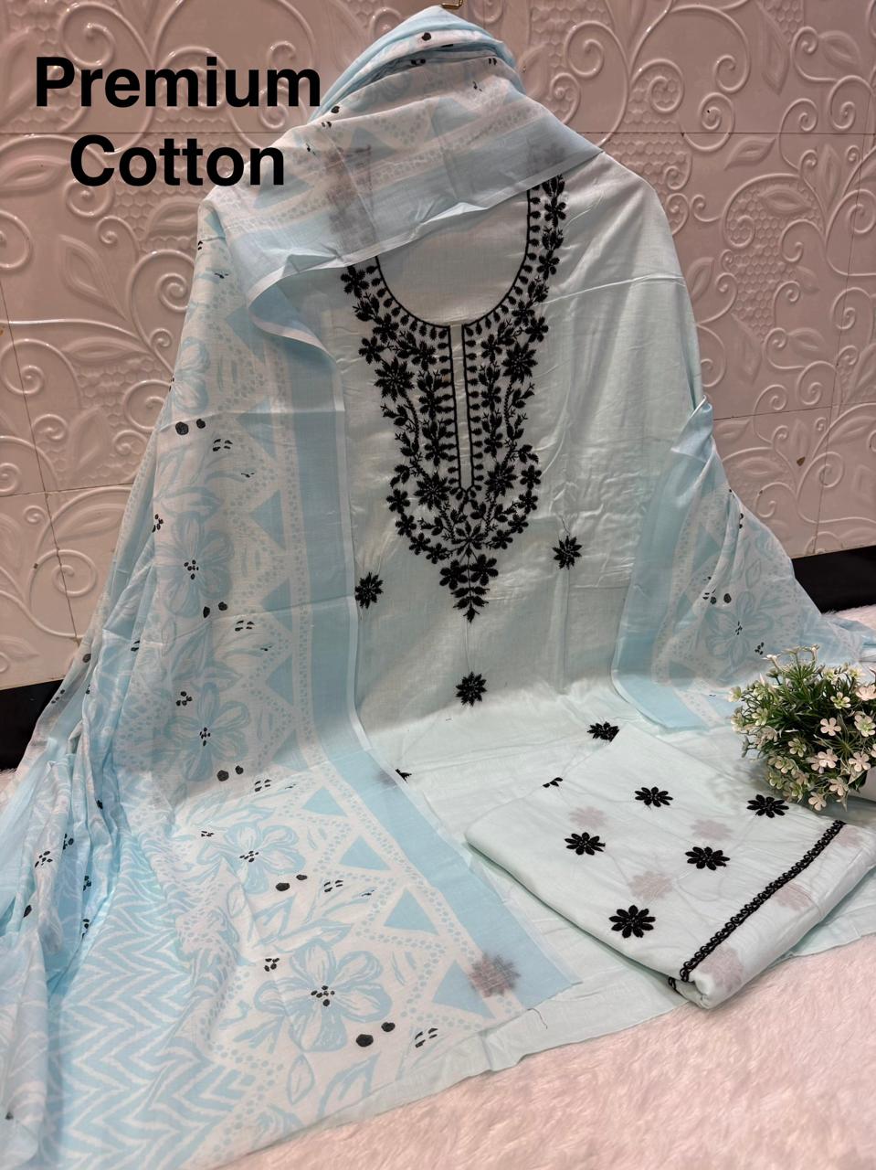 Cotton Fancy Unstitched Dress Material Set