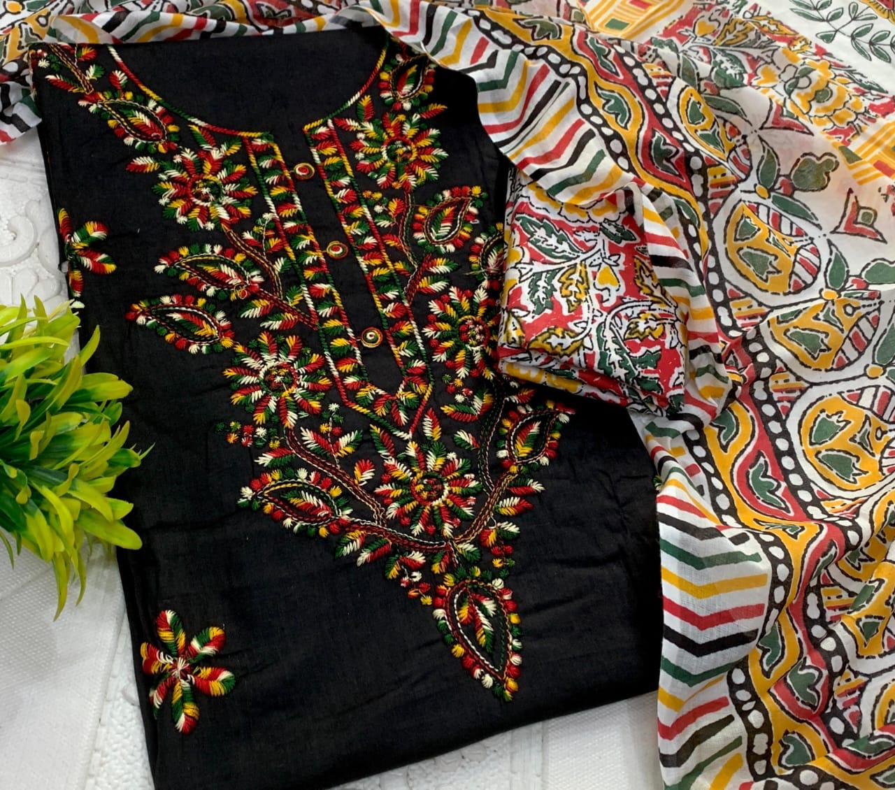 Cotton Fancy Unstitched Dress Material Set