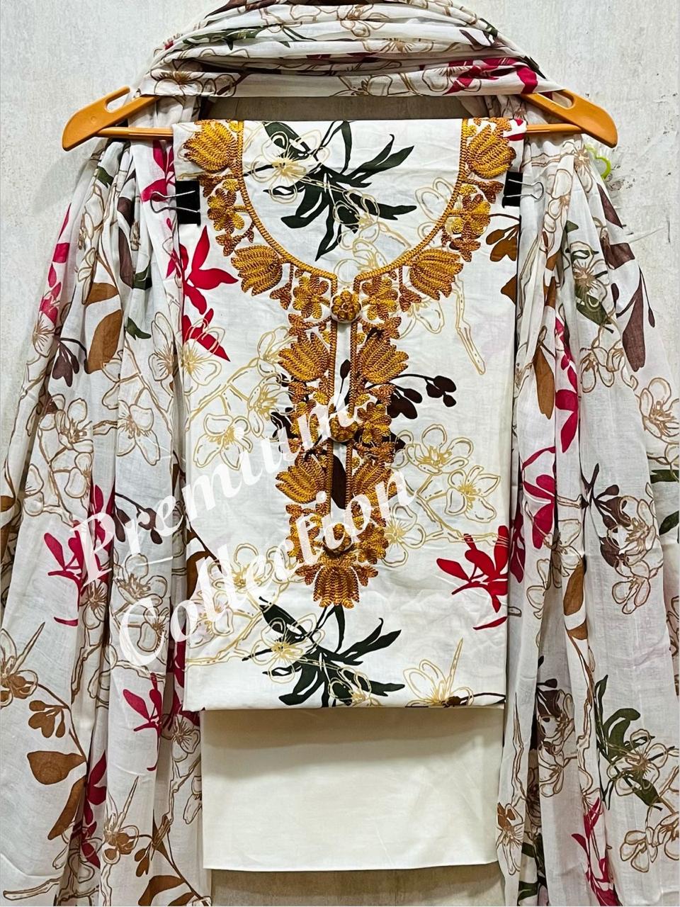Cotton Fancy Unstitched Dress Material Set