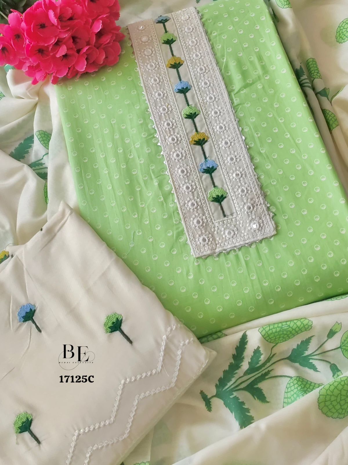 Cotton Fancy Unstitched Dress Material Set