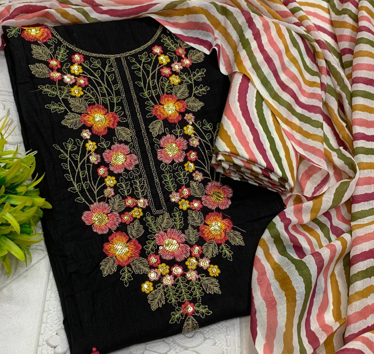 Cotton Fancy Unstitched Dress Material Set