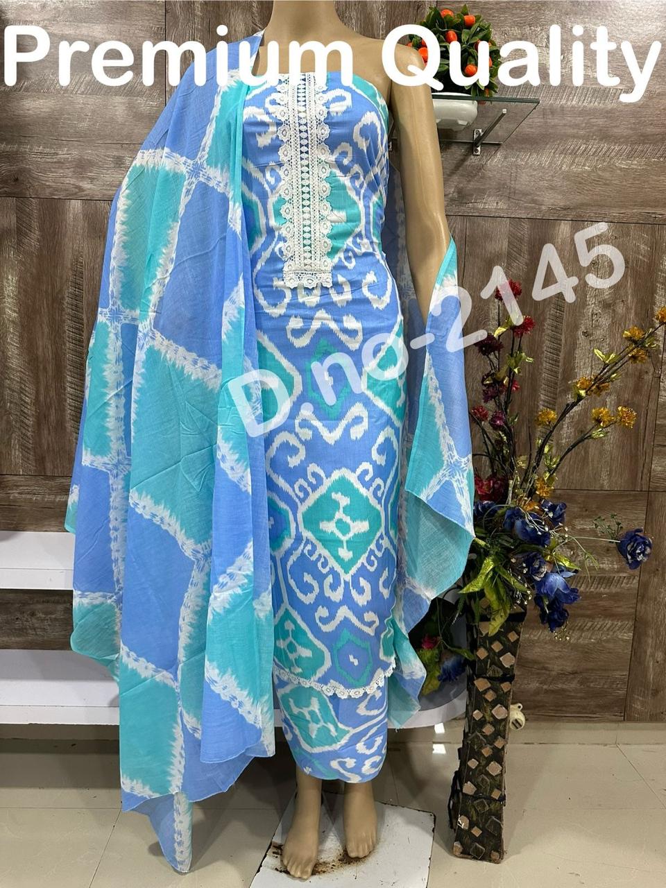 Cotton Fancy Unstitched Dress Material Set