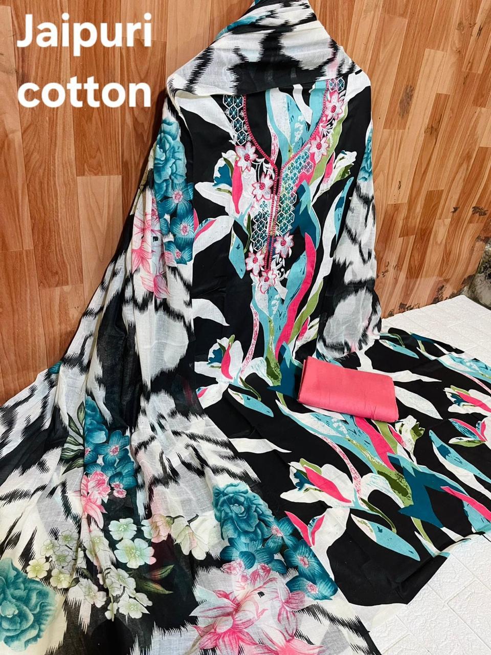 Cotton Fancy Unstitched Dress Material Set