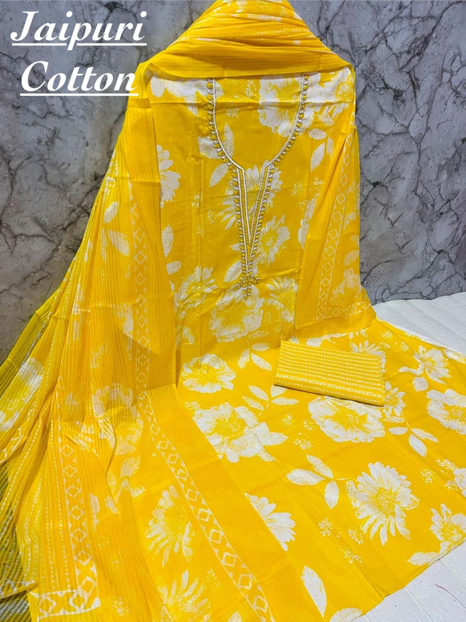 Cotton Fancy Unstitched Dress Material Set