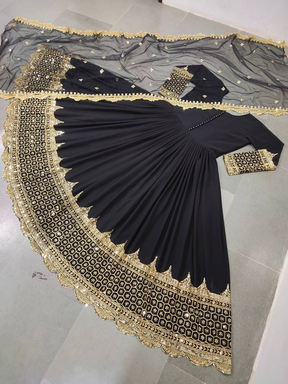 Elegant Embroidered Sequence Designer Anarkali Set