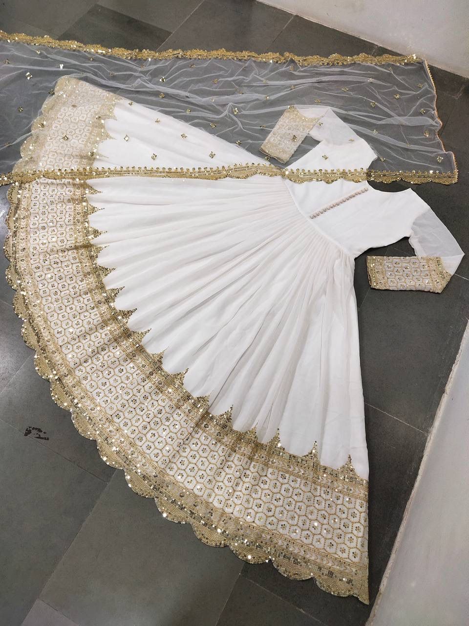 Elegant Embroidered Sequence Designer Anarkali Set