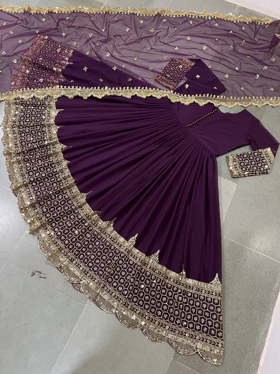 Elegant Embroidered Sequence Designer Anarkali Set