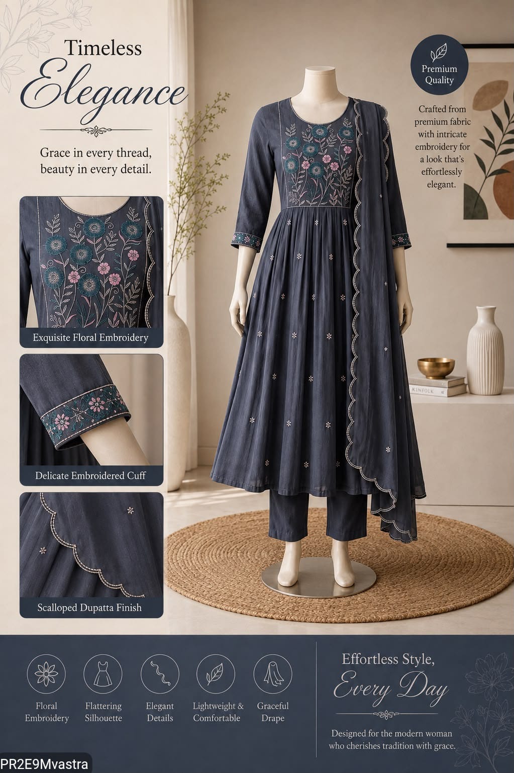 Designer Kurti, Bottom & Dupatta Set