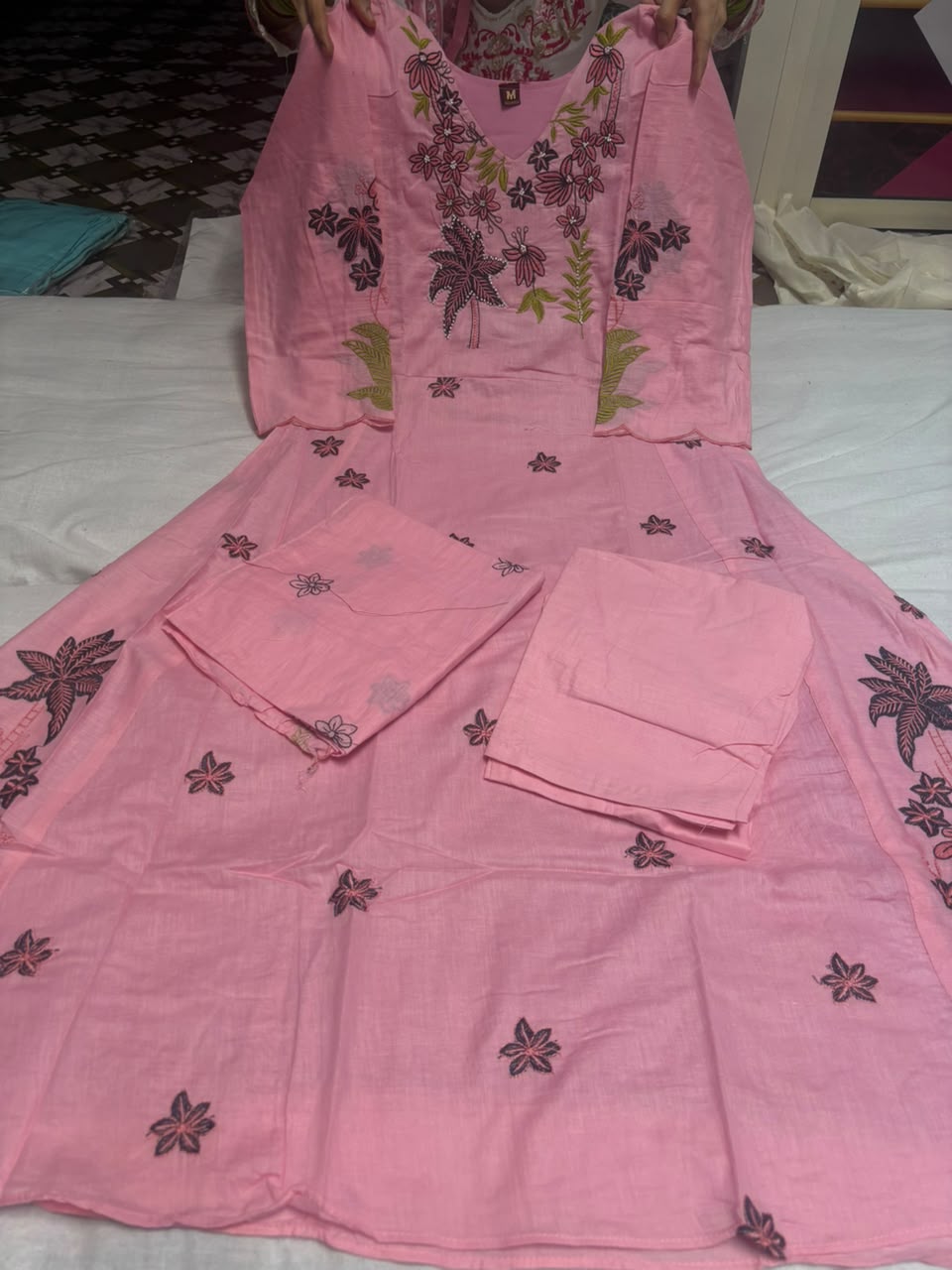 Embroidered Gown, Pant & Dupatta Set