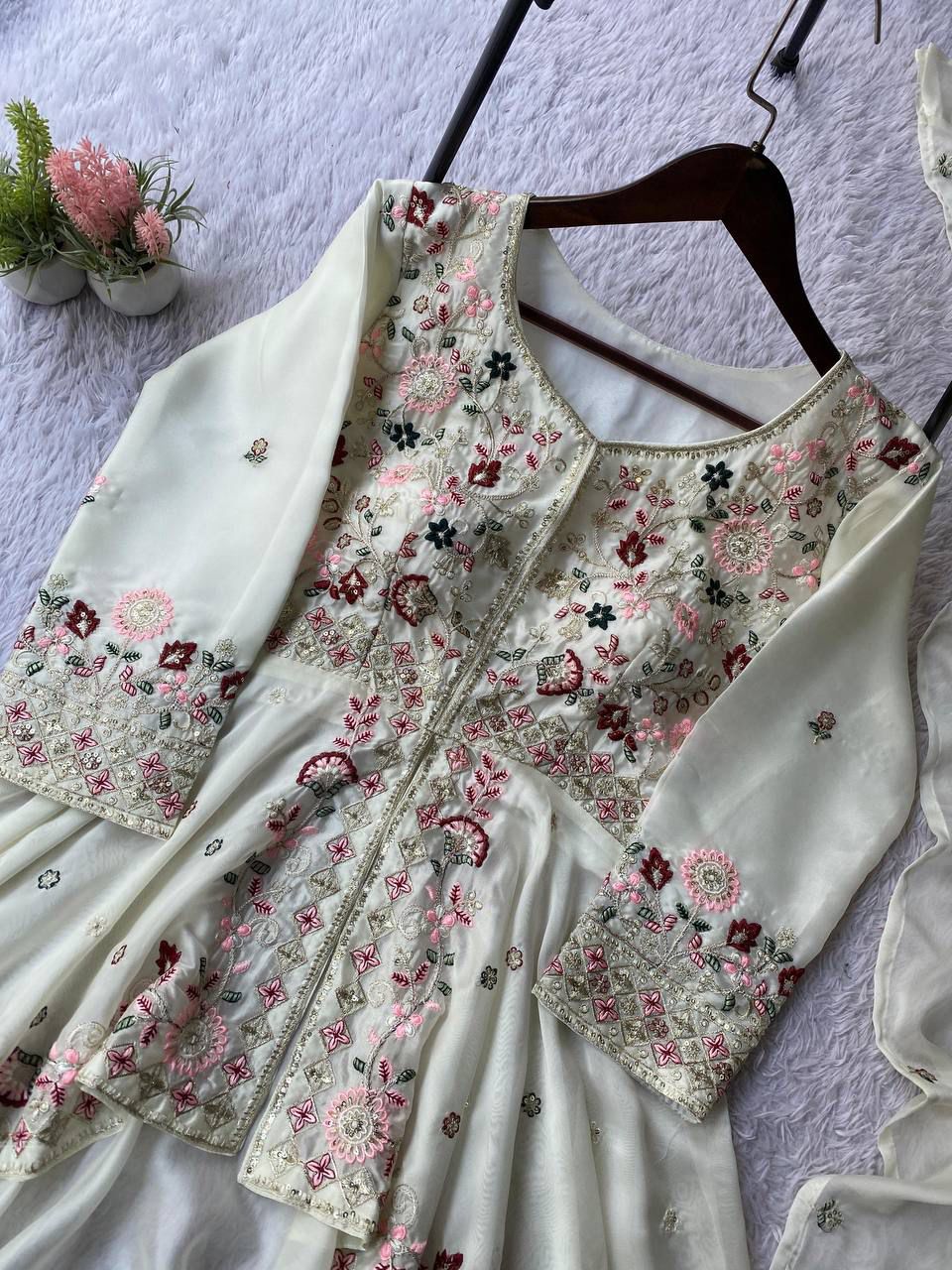 Designer Top, Palazzo and Dupatta Set