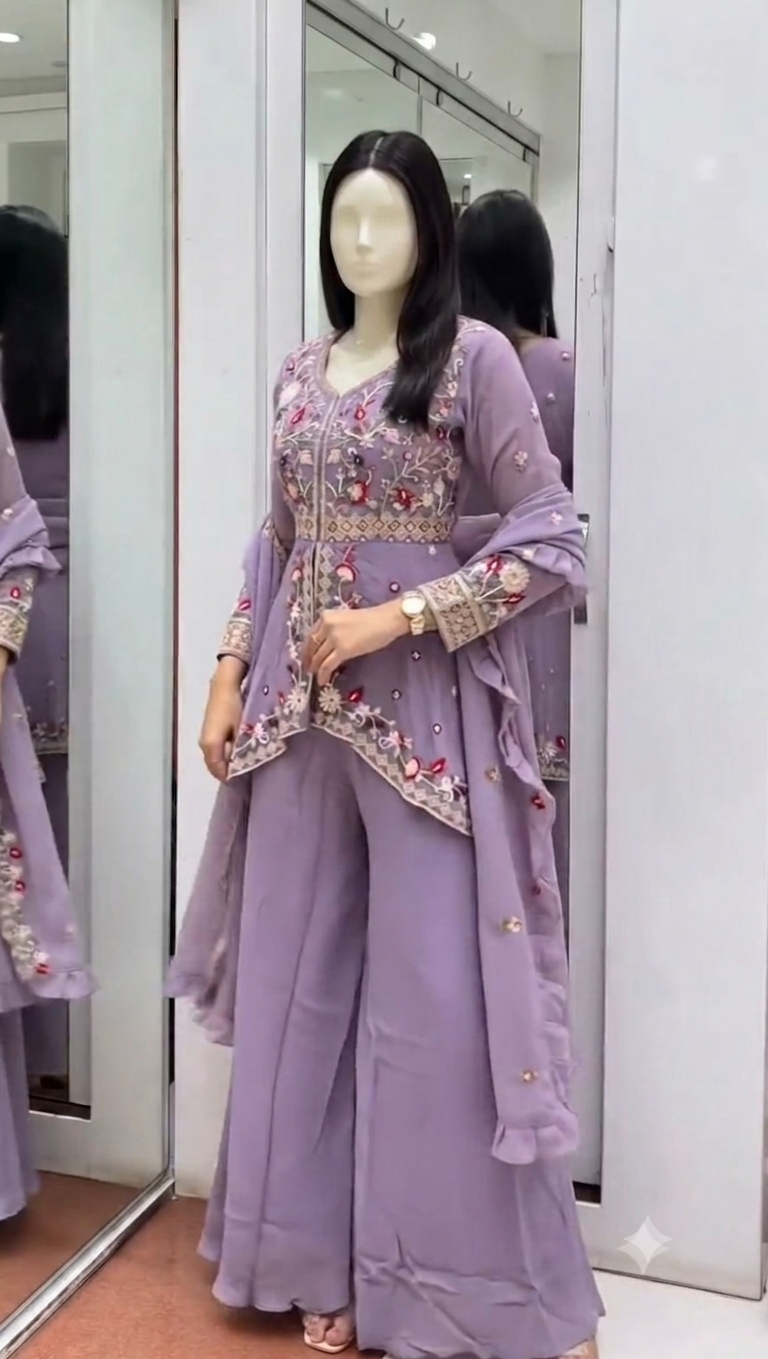 Designer Top, Palazzo and Dupatta Set