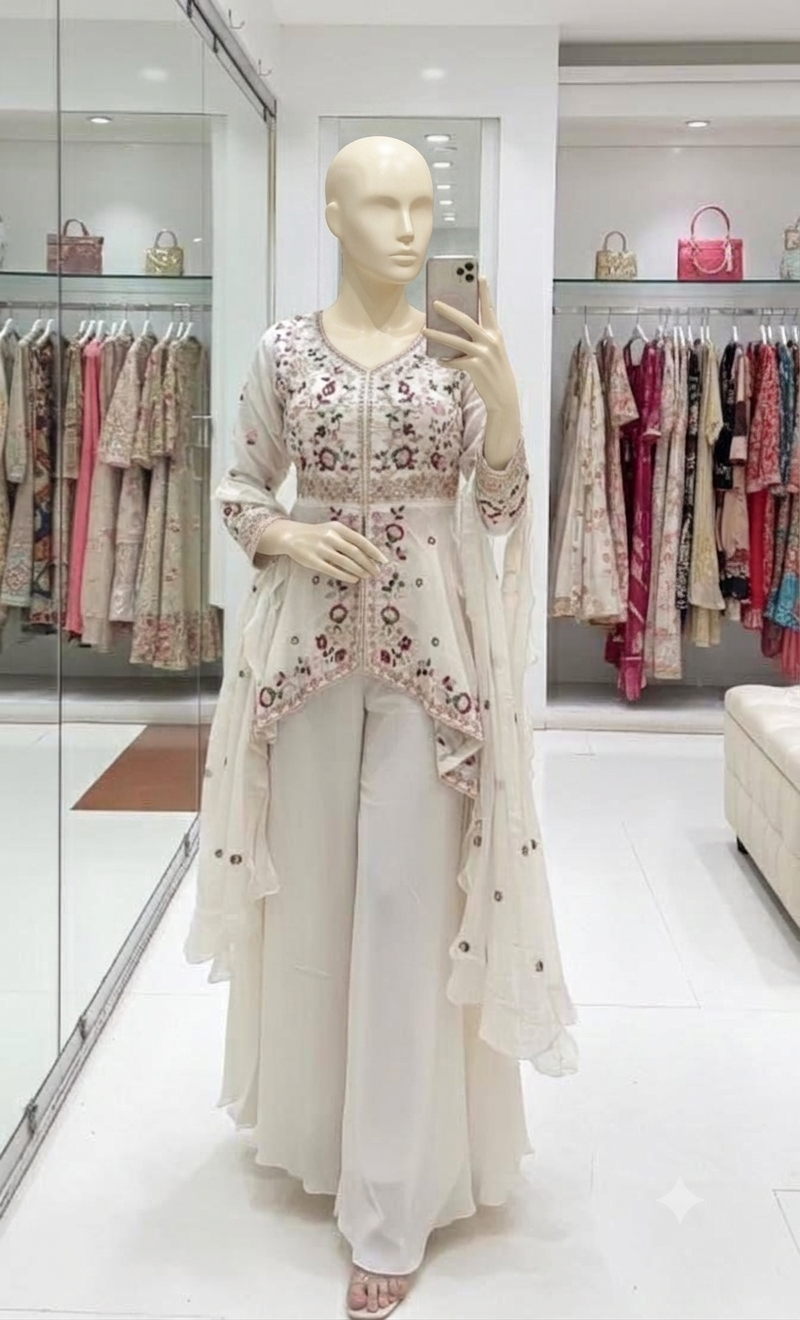 Designer Top, Palazzo and Dupatta Set